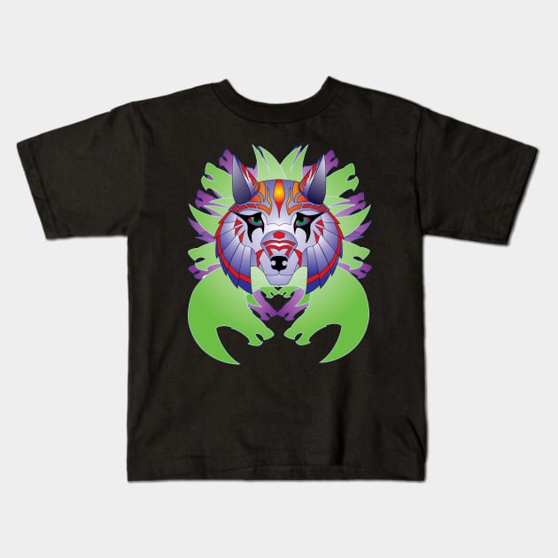 Wolf Mask Kids T-Shirt by Windsmane